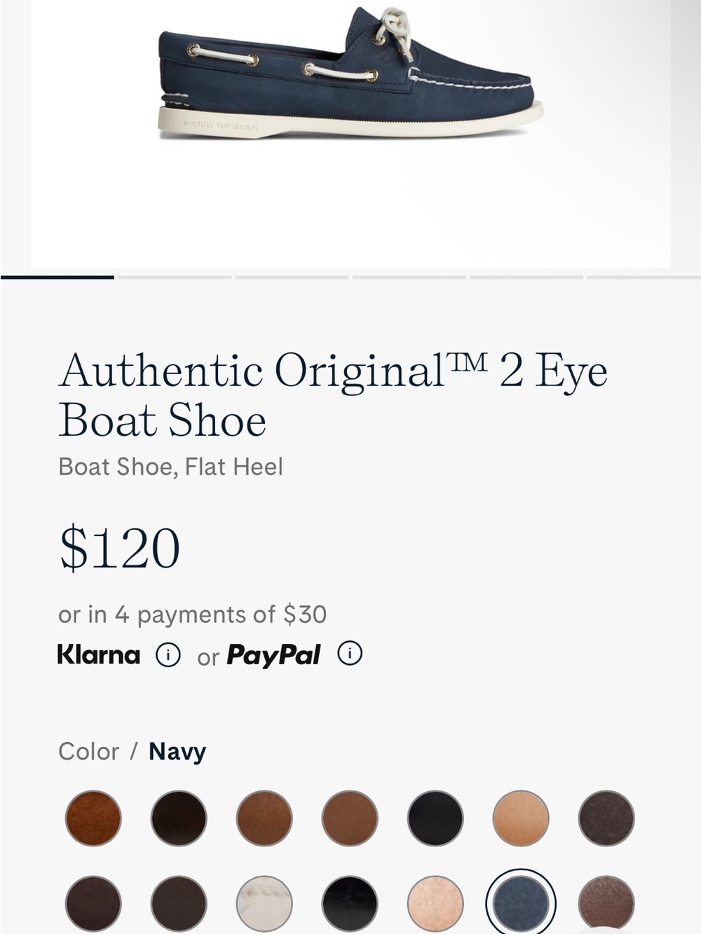 Sperry Navy Leather 2-Eye Boat Shoe